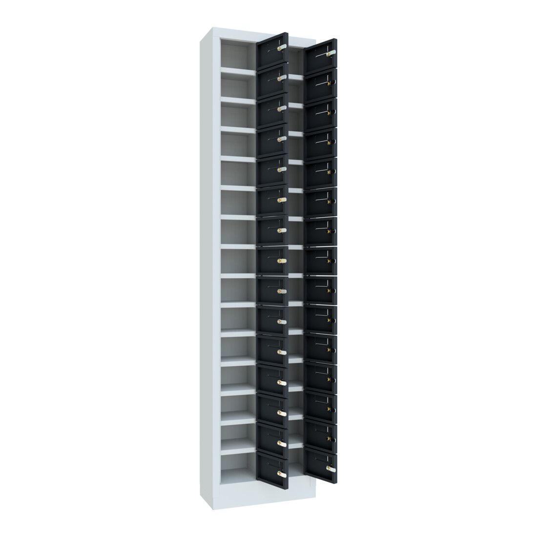 Pavoy Kleinfachschrank, 1950x460x200 mm, RAL 30 Fächer, RAL 7035/7016