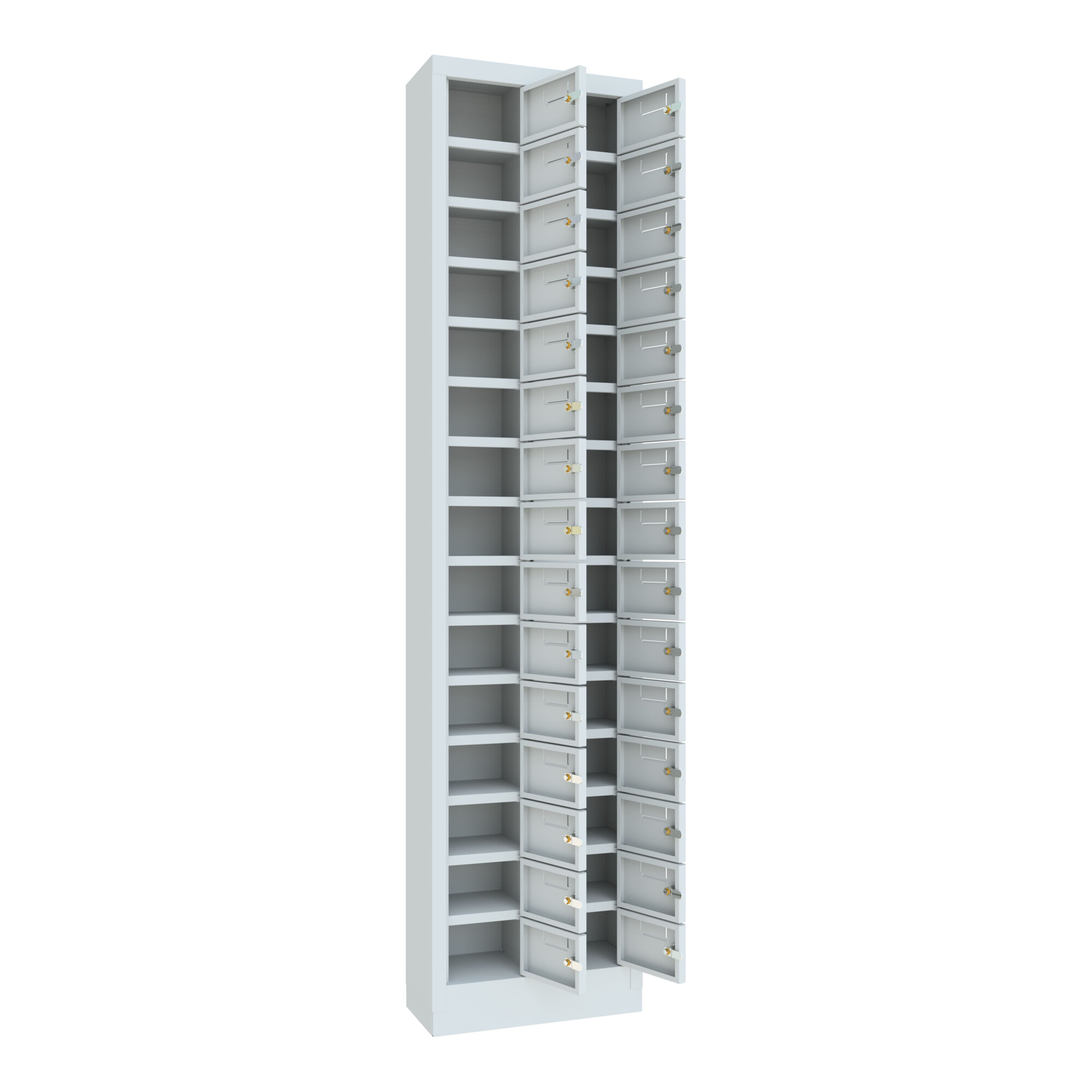 Pavoy Kleinfachschrank, 1950x460x200 mm, RAL 30 Fächer, RAL 7035