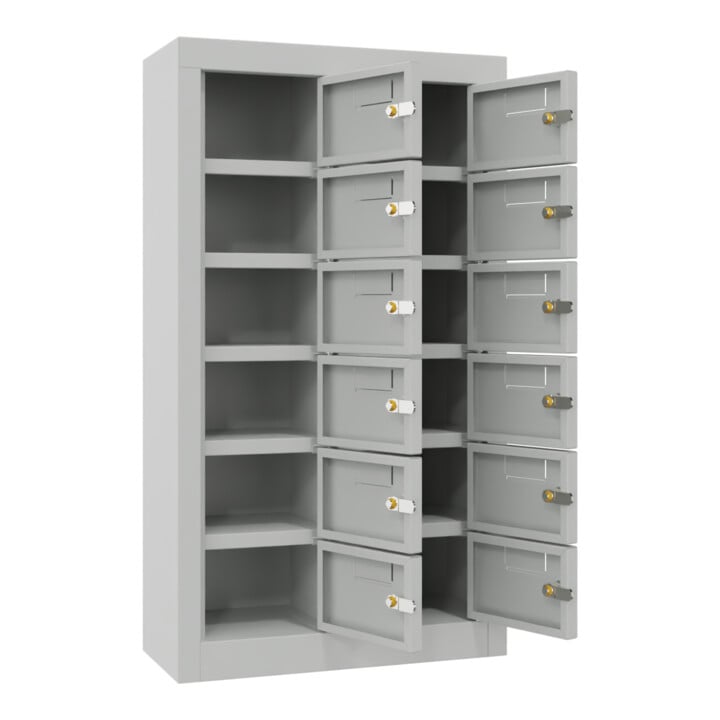 Pavoy Kleinfachschrank, 815x460x200 mm, 12 Fächer, RAL 7035
