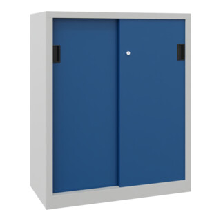 Pavoy Schiebetürenschrank, 1200x1000x400 mm, 2 Böden gepulvert, RAL 7035/5010