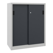 Pavoy Schiebetürenschrank, 1200x1000x400 mm, 2 Böden gepulvert, RAL 7035/7016