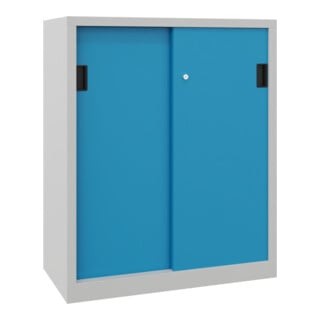 Pavoy Schiebetürenschrank, 1200x1000x500 mm, 2 Böden gepulvert, RAL 7035/5012