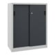 Pavoy Schiebetürenschrank, 1200x1000x500 mm, 2 Böden gepulvert, RAL 7035/7016