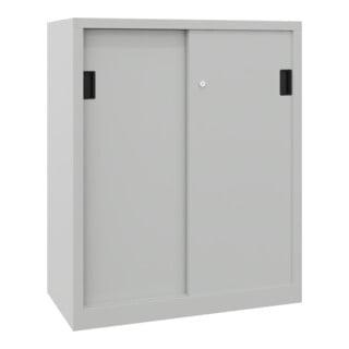 Pavoy Schiebetürenschrank, 1200x1000x500 mm, 2 Böden gepulvert, RAL 7035