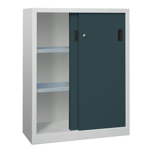 Pavoy Schiebetürenschrank, 1200x1000x500 mm, 2 Böden verzinkt, RAL 7035/7016
