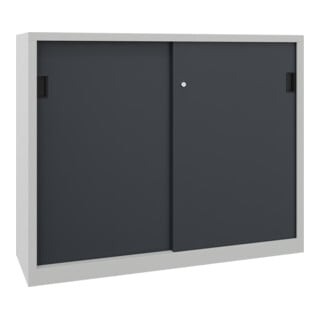 Pavoy Schiebetürenschrank, 1200x1500x400 mm, 4 Böden gepulvert, RAL 7035/7016