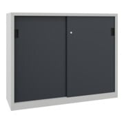Pavoy Schiebetürenschrank, 1200x1500x400 mm, 4 Böden gepulvert, RAL 7035/7016