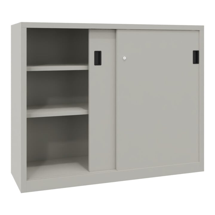 Pavoy Schiebetürenschrank, 1200x1500x400 mm, 4 Böden gepulvert, RAL 7035