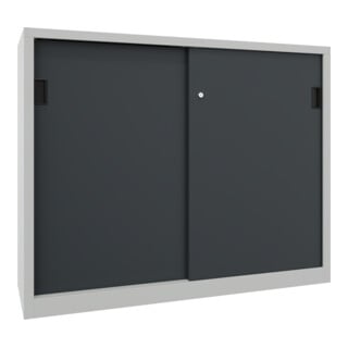 Pavoy Schiebetürenschrank, 1200x1500x400 mm, 4 Böden verzinkt, RAL 7035/7016