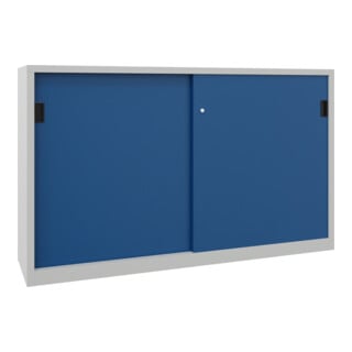 Pavoy Schiebetürenschrank, 1200x2000x400 mm, 4 Böden gepulvert, RAL 7035/5010