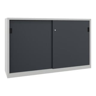 Pavoy Schiebetürenschrank, 1200x2000x400 mm, 4 Böden gepulvert, RAL 7035/7016
