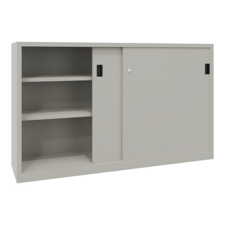 Pavoy Schiebetürenschrank, 1200x2000x400 mm, 4 Böden gepulvert, RAL 7035
