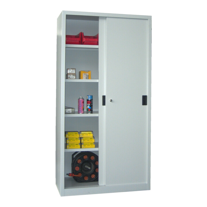 Pavoy Schiebetürenschrank, 1950x1000x400 mm, 4 Böden verzinkt, RAL 7035