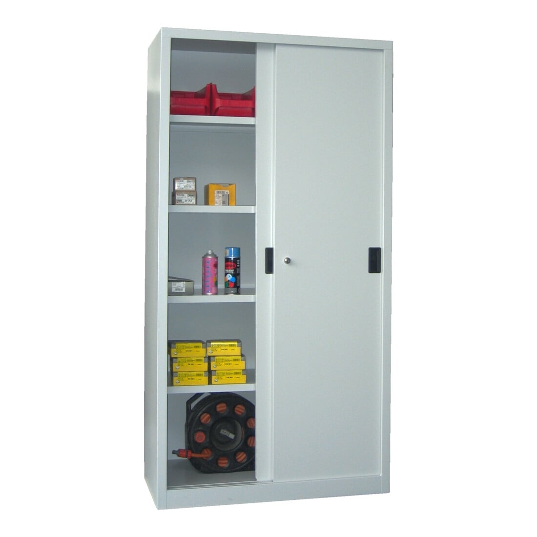 Pavoy Schiebetürenschrank, 1950x1000x400 mm, 4 Böden verzinkt, RAL 7035