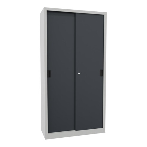Pavoy Schiebetürenschrank, 1950x1000x400 mm, 4 Böden verzinkt, RAL 7035/7016
