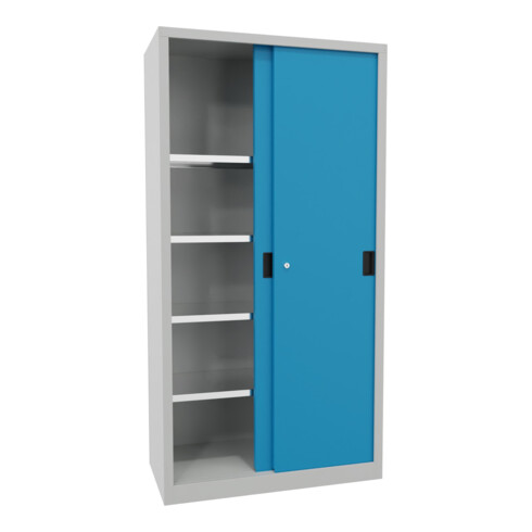Pavoy Schiebetürenschrank, 1950x1000x500 mm, 4 Böden verzinkt, RAL 7035/5012