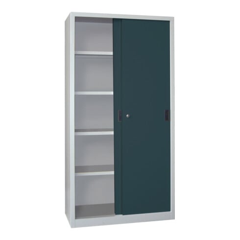 Pavoy Schiebetürenschrank, 1950x1000x500 mm, 4 Böden verzinkt, RAL 7035/7016