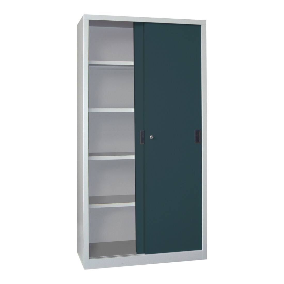 Pavoy Schiebetürenschrank, 1950x1000x500 mm, 4 Böden verzinkt, RAL 7035/7016