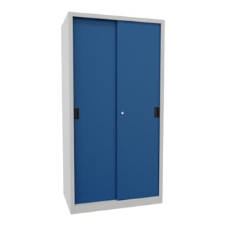 Pavoy Schiebetürenschrank, 1950x1000x600 mm, 4 Böden verzinkt, RAL 7035/5010