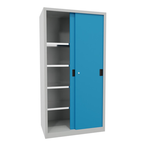 Pavoy Schiebetürenschrank, 1950x1000x600 mm, 4 Böden verzinkt, RAL 7035/5012
