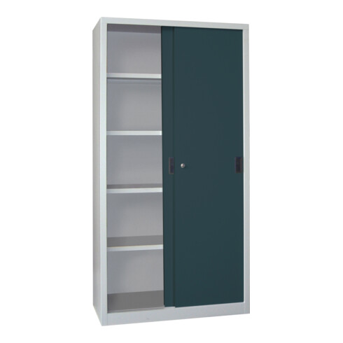 Pavoy Schiebetürenschrank, 1950x1000x600 mm, 4 Böden verzinkt, RAL 7035/7016