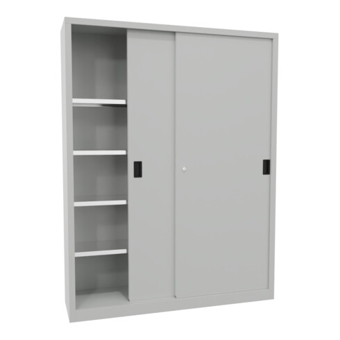 Pavoy Schiebetürenschrank, 1950x1500x400 mm, 8 Böden verzinkt, RAL 7035