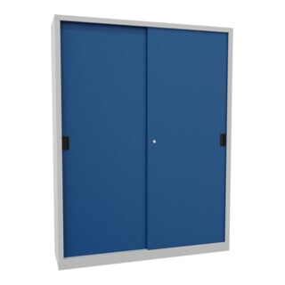 Pavoy Schiebetürenschrank, 1950x1500x400 mm, 8 Böden verzinkt, RAL 7035/5010