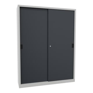 Pavoy Schiebetürenschrank, 1950x1500x400 mm, 8 Böden verzinkt, RAL 7035/7016