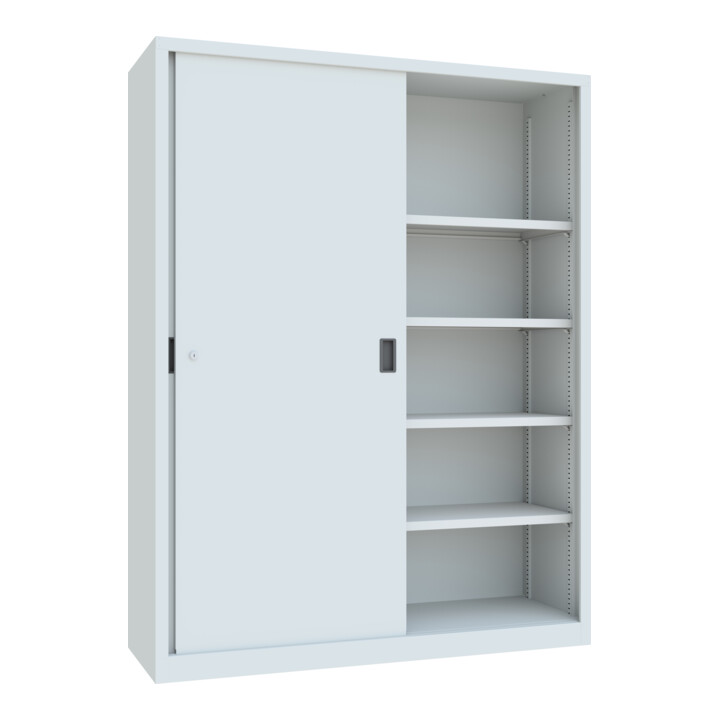 Pavoy Schiebetürenschrank, 1950x1500x500 mm, 8 Böden verzinkt, RAL 7035