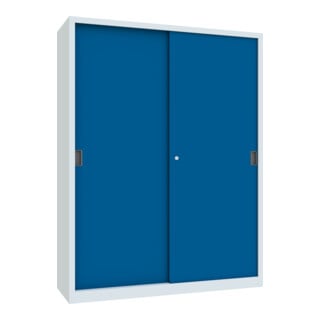 Pavoy Schiebetürenschrank, 1950x1500x500 mm, 8 Böden verzinkt, RAL 7035/5010