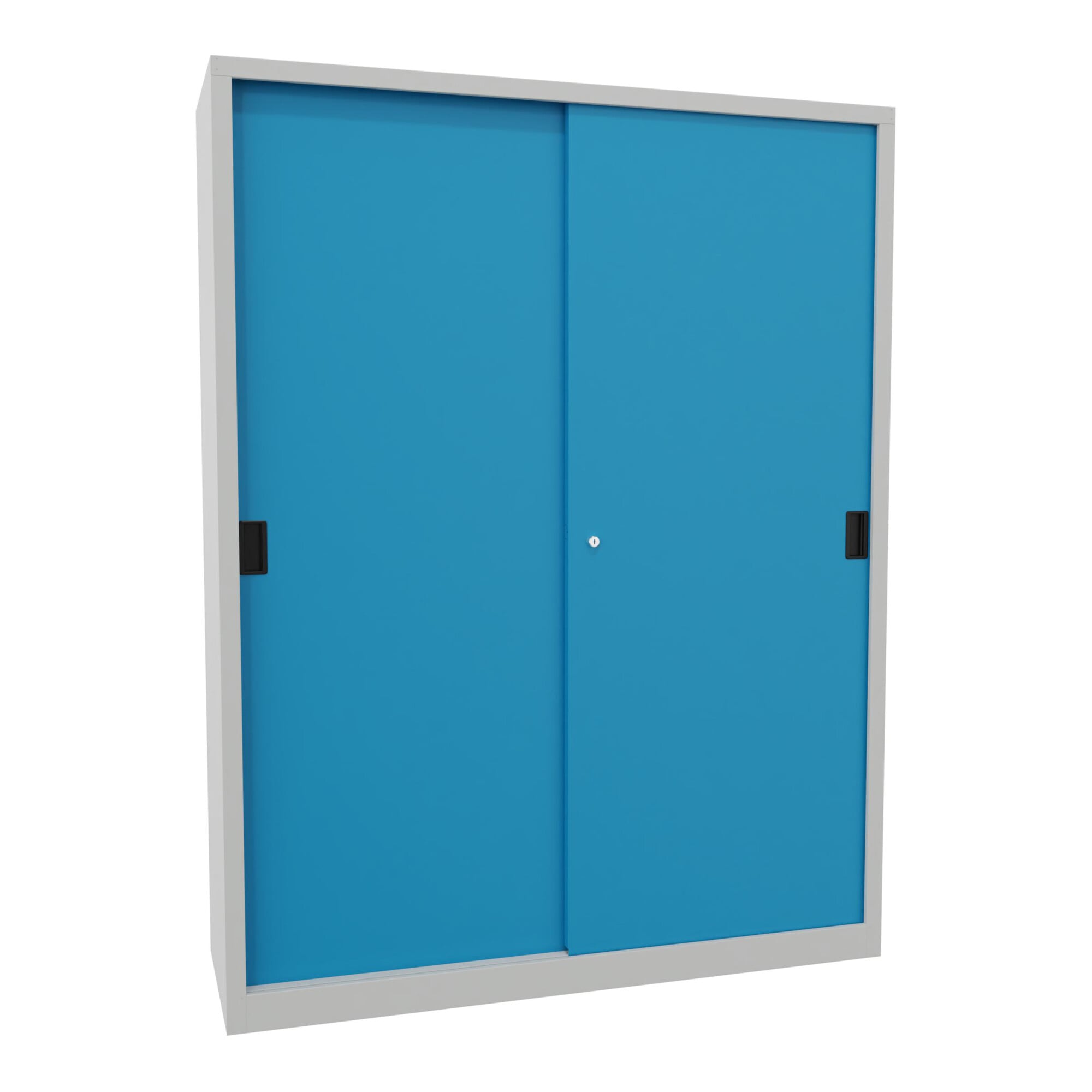 Pavoy Schiebetürenschrank, 1950x1500x500 mm, 8 Böden verzinkt, RAL 7035/5012