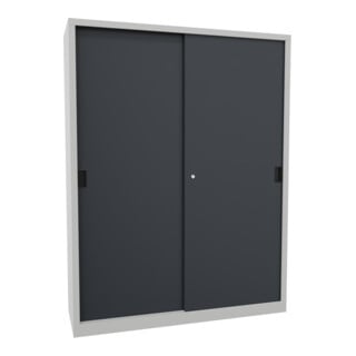 Pavoy Schiebetürenschrank, 1950x1500x500 mm, 8 Böden verzinkt, RAL 7035/7016