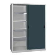 Pavoy Schiebetürenschrank, 1950x1500x500 mm, 8 Böden verzinkt, RAL 7035/7016-3