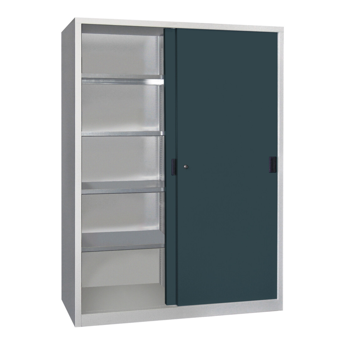 Pavoy Schiebetürenschrank, 1950x1500x500 mm, 8 Böden verzinkt, RAL 7035/7016