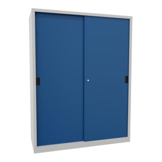 Pavoy Schiebetürenschrank, 1950x1500x600 mm, 8 Böden verzinkt, RAL 7035/5010