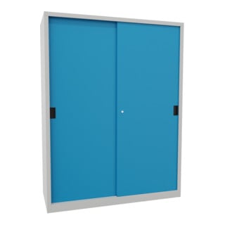 Pavoy Schiebetürenschrank, 1950x1500x600 mm, 8 Böden verzinkt, RAL 7035/5012