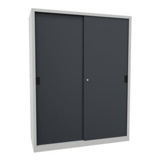 Pavoy Schiebetürenschrank, 1950x1500x600 mm, 8 Böden verzinkt, RAL 7035/7016