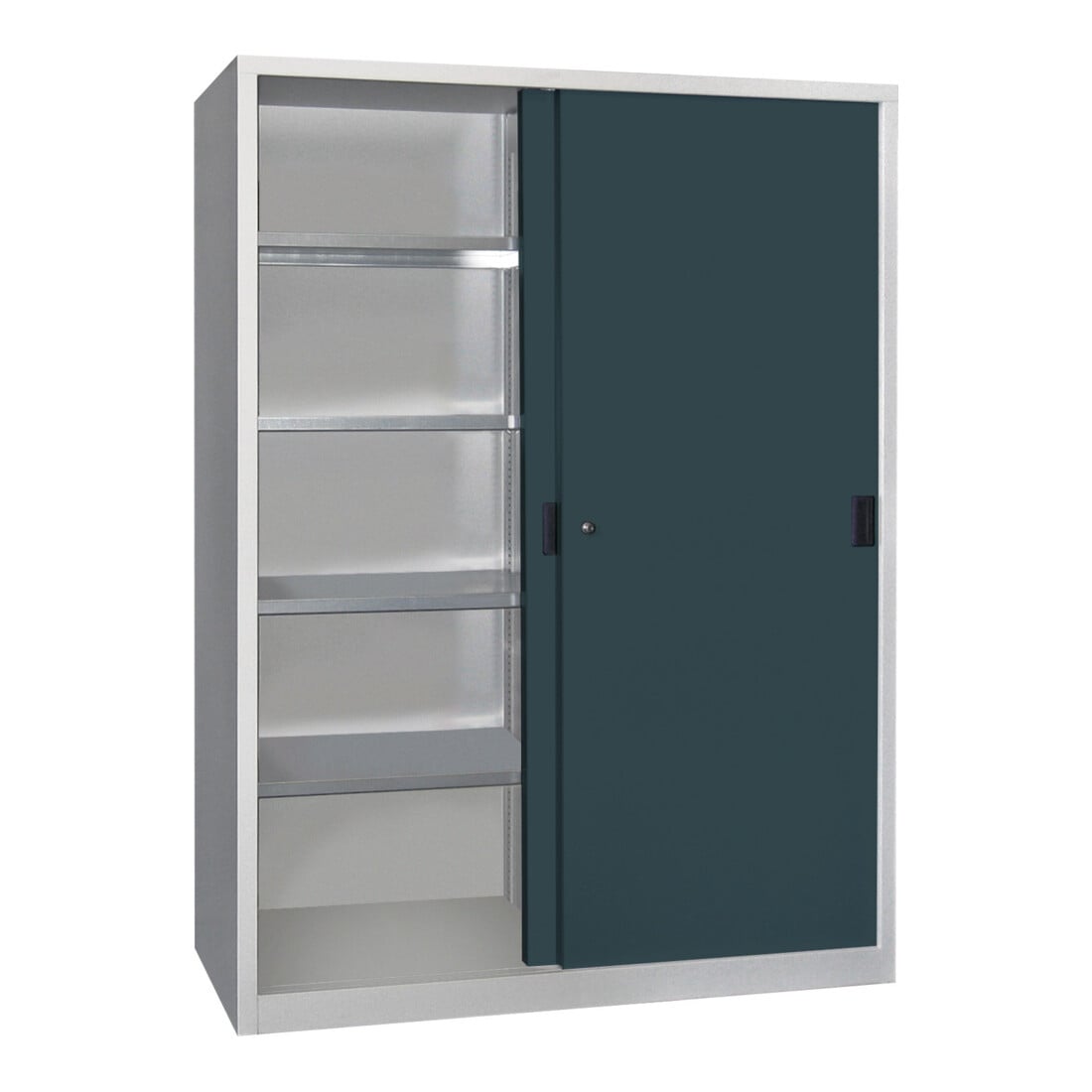 Pavoy Schiebetürenschrank, 1950x1500x600 mm, 8 Böden verzinkt, RAL 7035/7016
