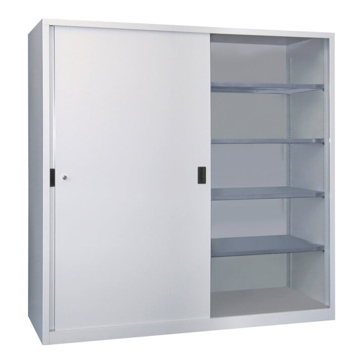 Pavoy Schiebetürenschrank, 1950x2000x400 mm, 8 Böden verzinkt, RAL 7035