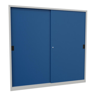 Pavoy Schiebetürenschrank, 1950x2000x400 mm, 8 Böden verzinkt, RAL 7035/5010