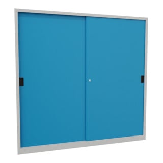 Pavoy Schiebetürenschrank, 1950x2000x400 mm, 8 Böden verzinkt, RAL 7035/5012