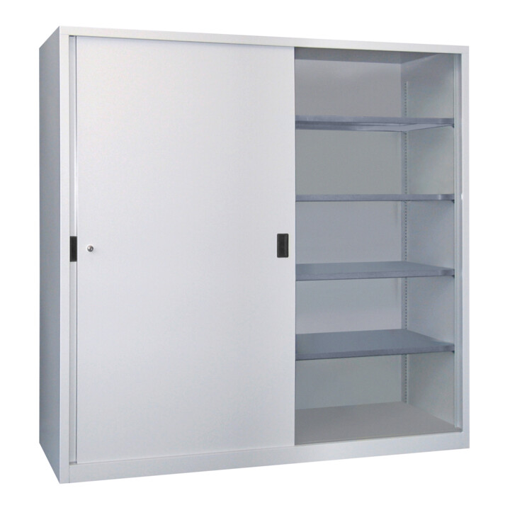 Pavoy Schiebetürenschrank, 1950x2000x500 mm, 8 Böden verzinkt, RAL 7035