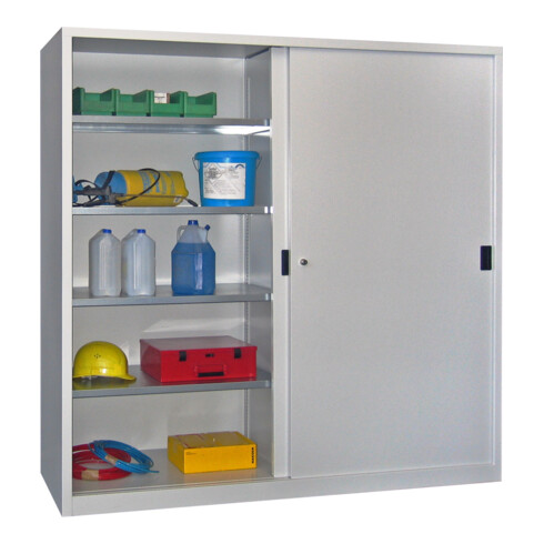 Pavoy Schiebetürenschrank, 1950x2000x500 mm, 8 Böden verzinkt, RAL 7035