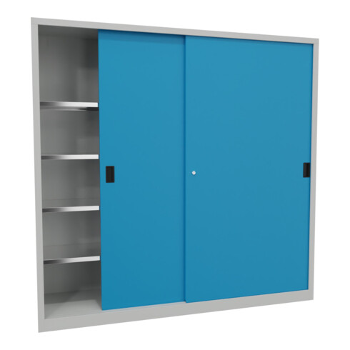 Pavoy Schiebetürenschrank, 1950x2000x500 mm, 8 Böden verzinkt, RAL 7035/5012