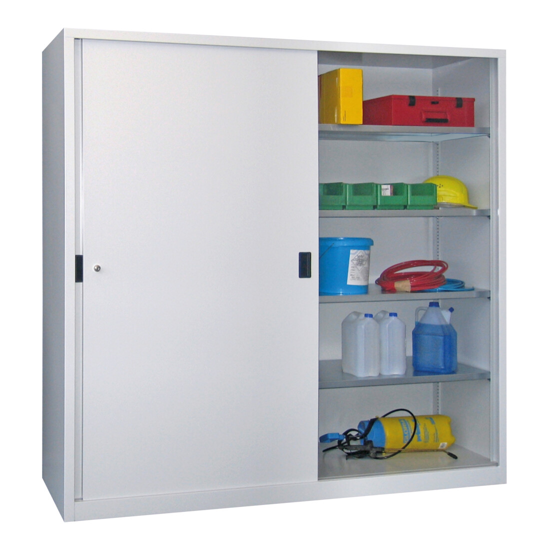 Pavoy Schiebetürenschrank, 1950x2000x600 mm, 8 Böden verzinkt, RAL 7035