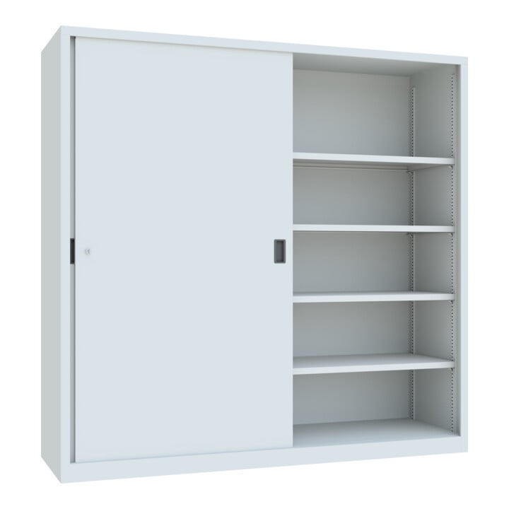 Pavoy Schiebetürenschrank, 1950x2000x600 mm, 8 Böden verzinkt, RAL 7035