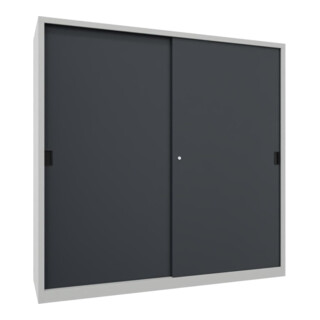 Pavoy Schiebetürenschrank, 1950x2000x600 mm, 8 Böden verzinkt, RAL 7035/7016