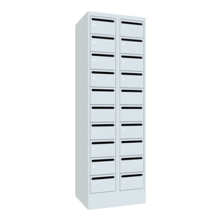 Pavoy Schließfachschrank, 2 x 10 Fächer, Korpus / Front Lichtgrau