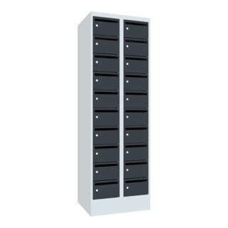 Pavoy Schließfachschrank, 2 x 10 Fächer, Korpus Lichtgrau/ Front Anthrazitgrau