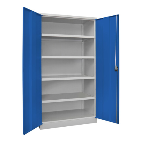 Pavoy Schwerlastschrank 1950x1040x630, 4 Fachböden a 120 kg Traglast, RAL 7035/5010